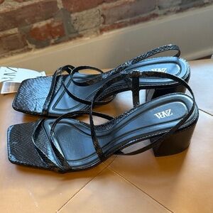 Zara Elegant Black Strappy Heels